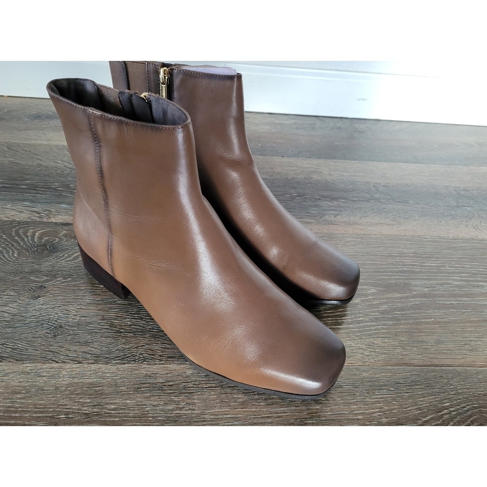 Easy Spirit Womens Sidney‎ Ankle Boots Taupe Mocha Square Toe Zip Closure 11W